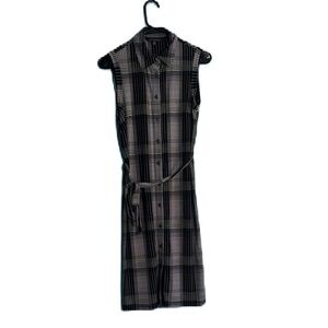 Brooks Brothers “346” Black and White Checkered Midi Dress Belted Size S